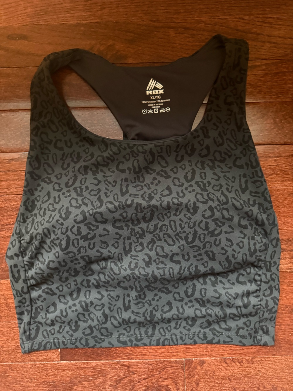 RBX Women's Black Leopard-Print Racerback Sports Bra
